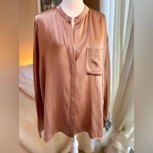 Vince Silk Collar Band Blouse
